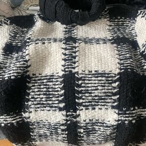 Talbots Black and White Checkered Turtleneck Sweater